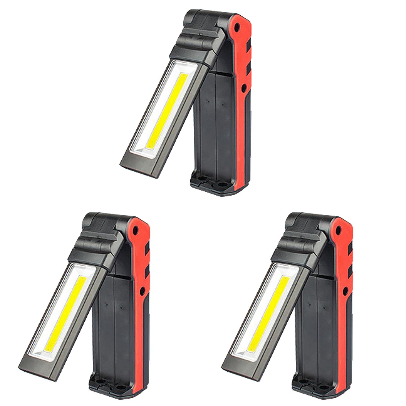 Lampe de travail LED COB rechargeable USB lot de 3 avec base aimantée