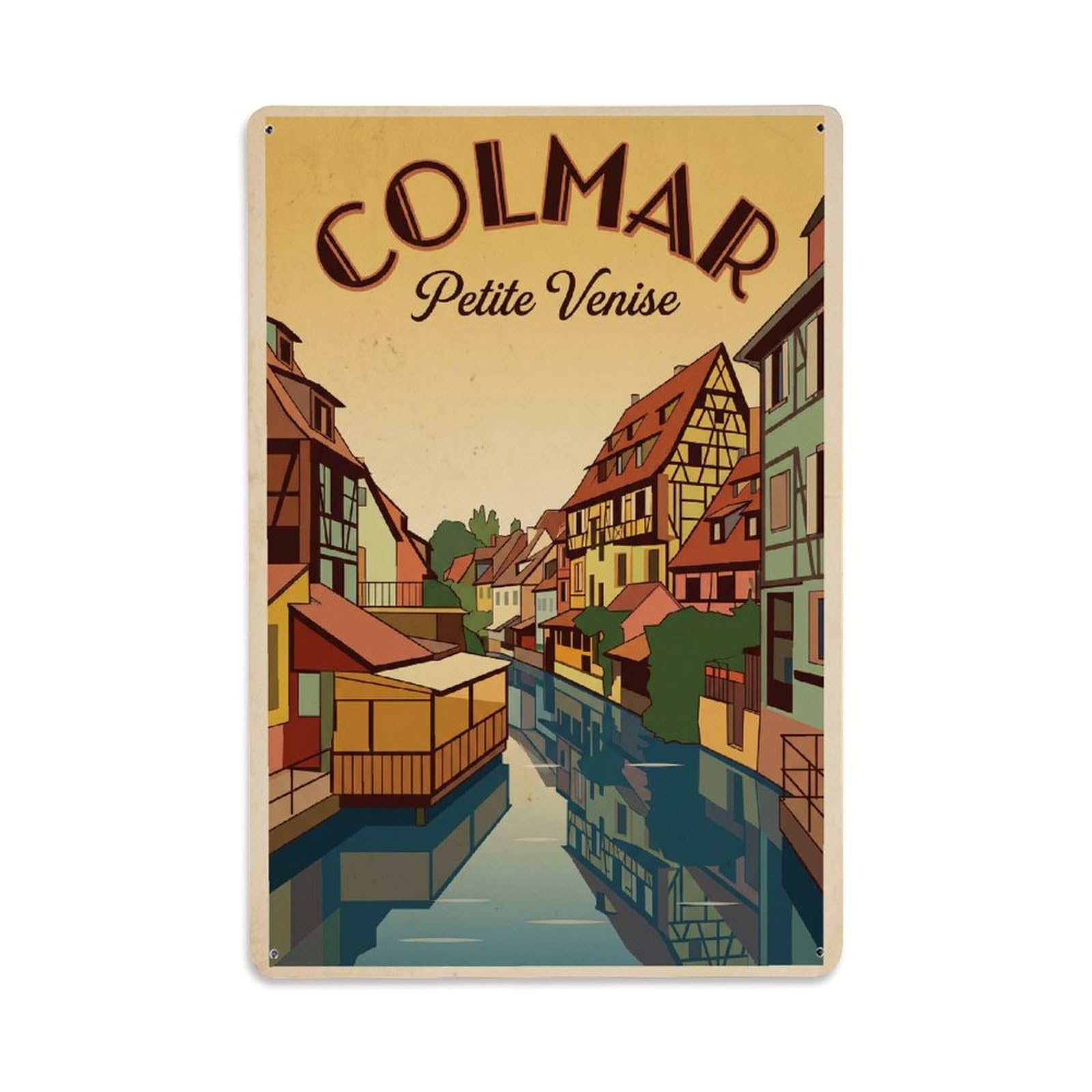 Gead 8X12inch Style Vintage Travel France Canal Metal Tin Sign