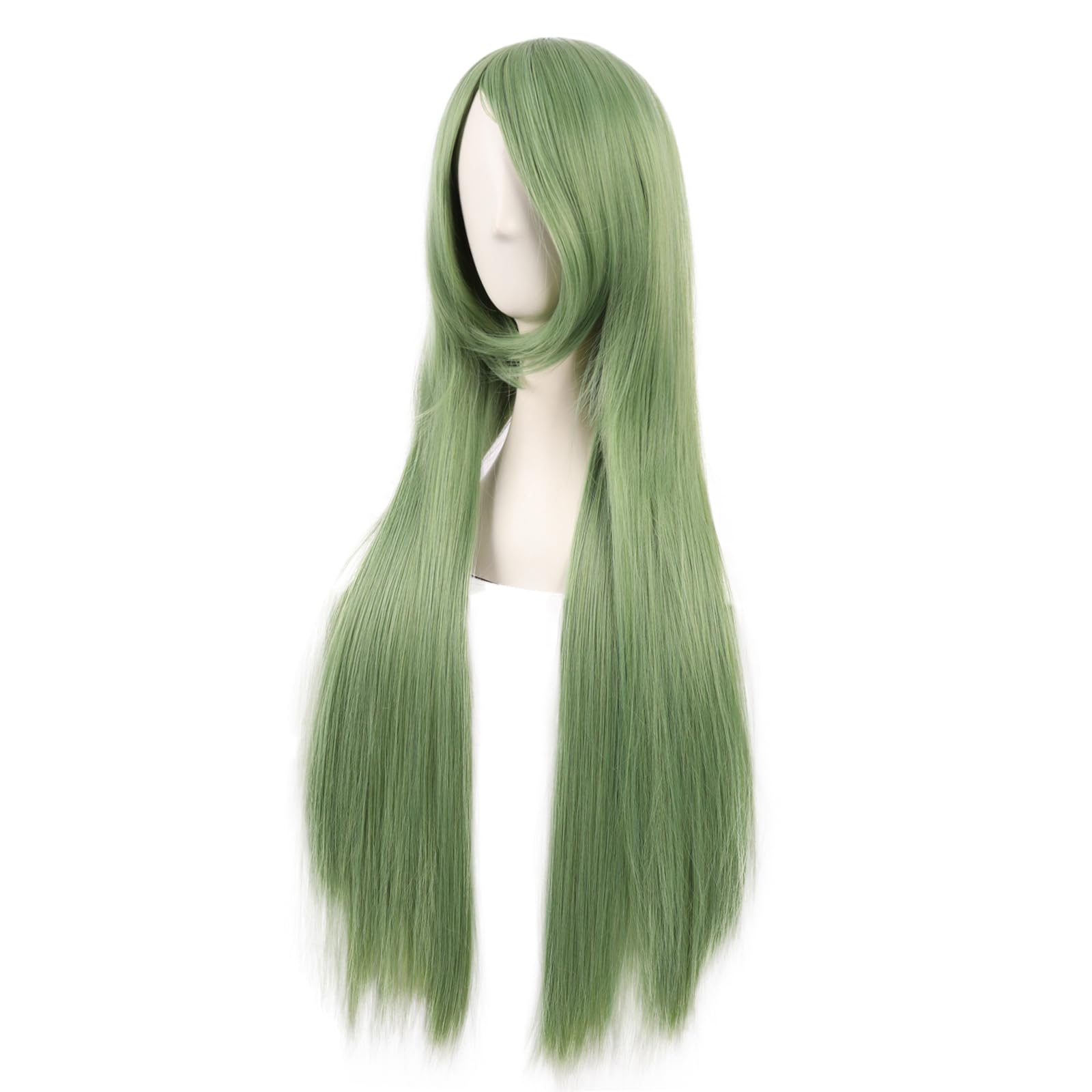 MapofBeauty 32 Inch/80 cm Long Straight Anime Costume Cosplay Wig Party Wig (Mixed Green) - Image 4