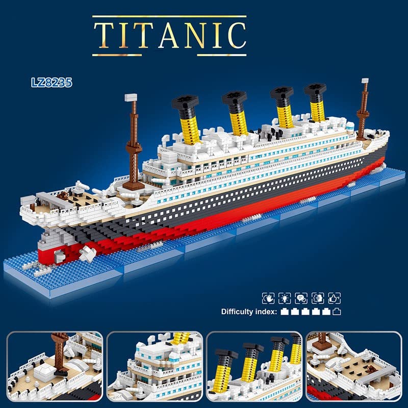 FULHOLPE Titanic Model Building Block Set, 4404Pcs Micro Cruise Ship Titanic Boat Model Building Kit Compatible with Creator Expert 10294