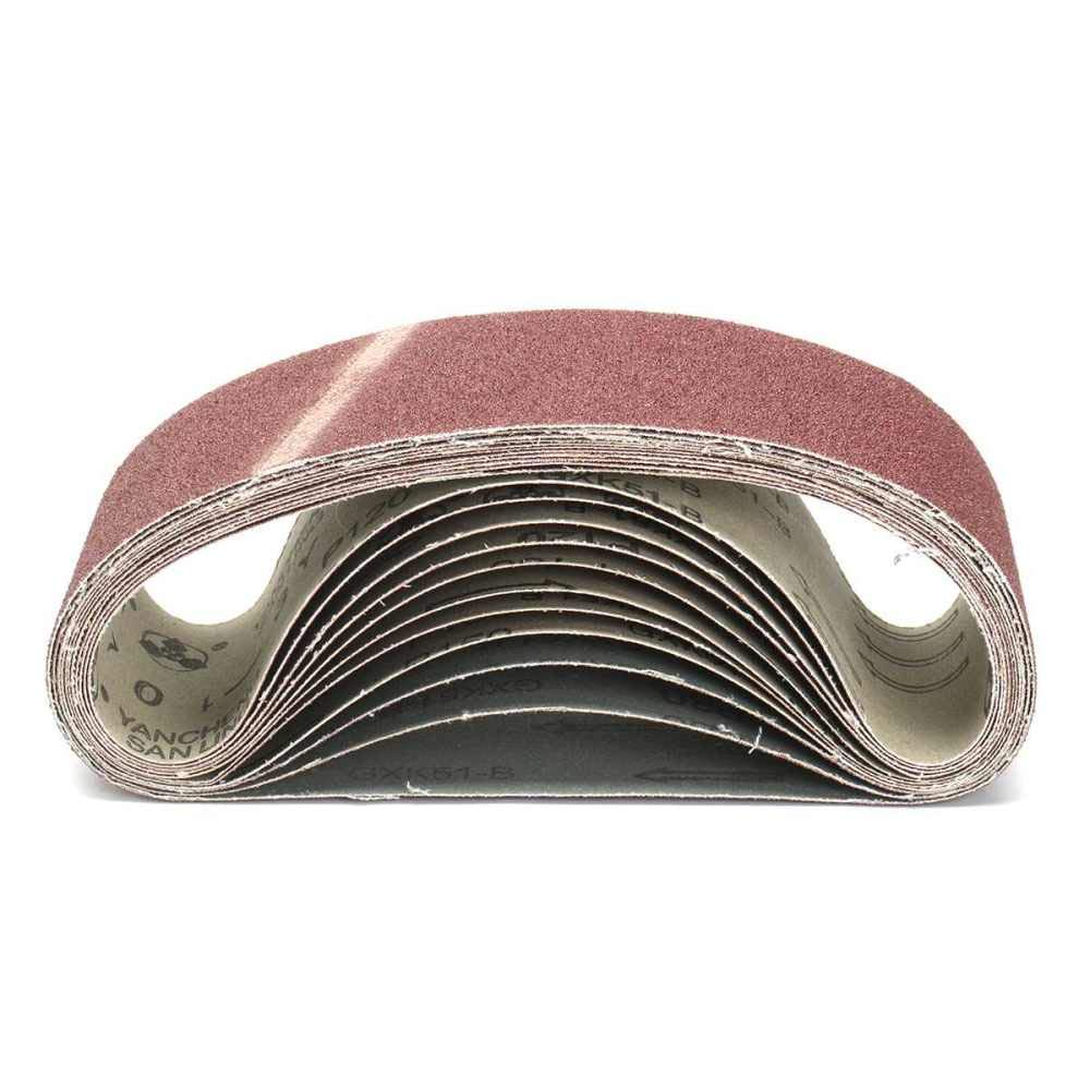 11Pcs Nastri abrasivi 75mm x 533mm 80120150 Set di nastri abrasivi per levigatrici in allumina a grana mista Accessori, come mostrato