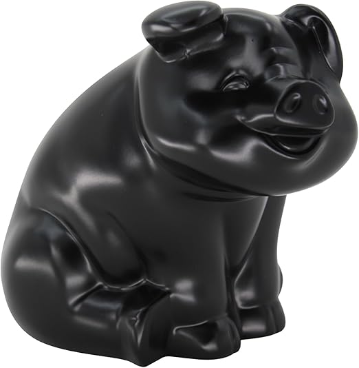 Black Finish Pig Hood Ornament Semi Truck Universal