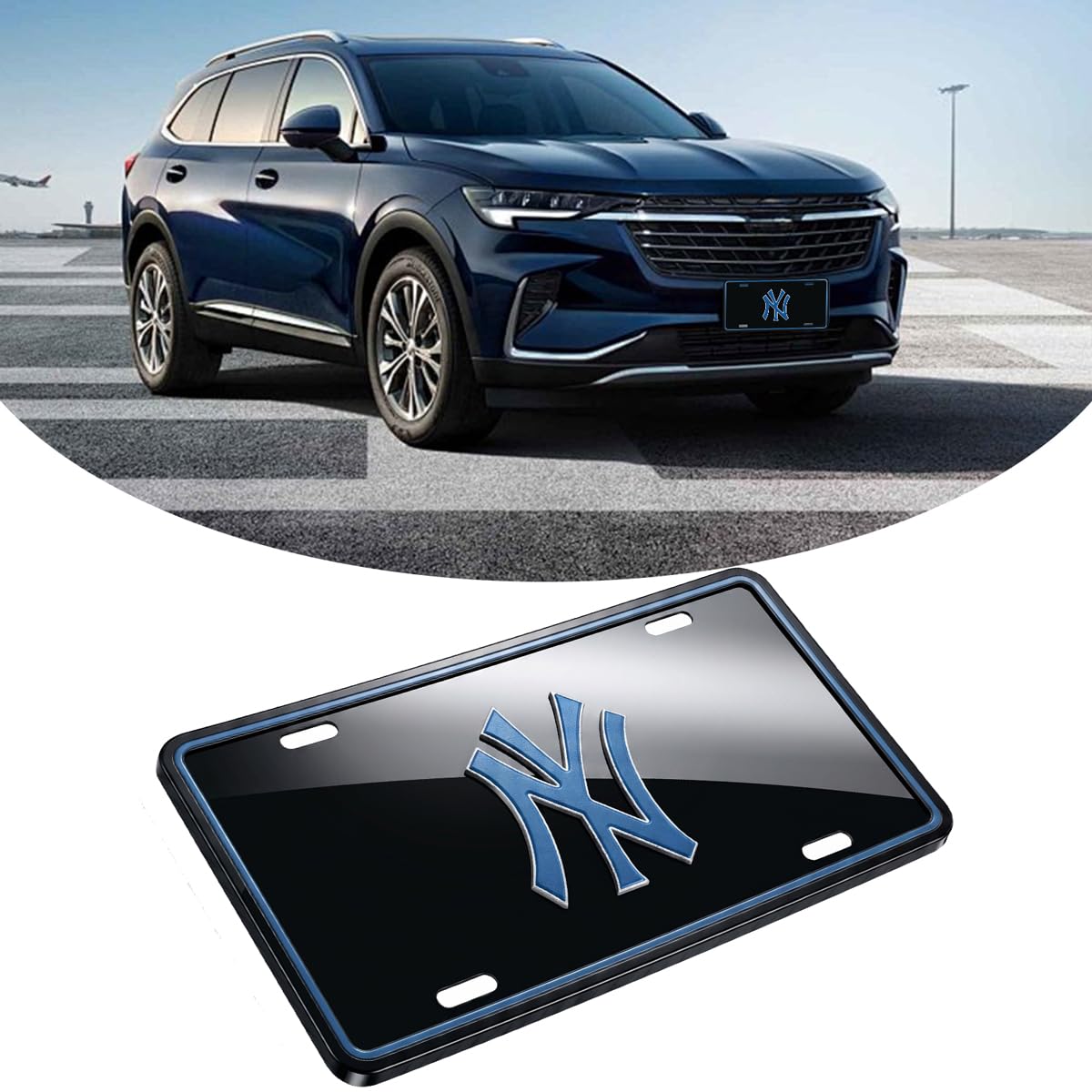 Photo 1 of Black License Plate Tag for Yankees?Front Decoration License Plates with 4 Holes