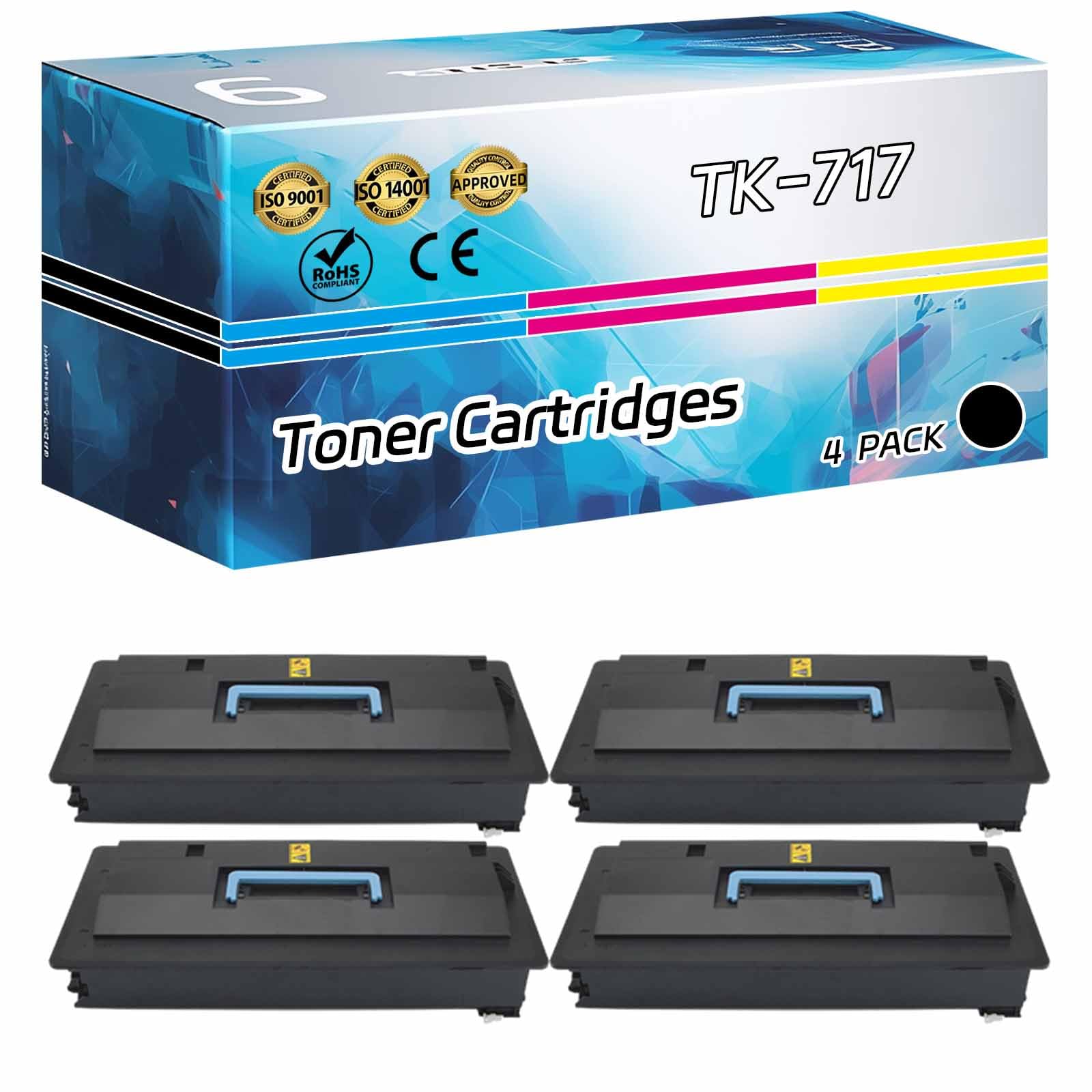 TK-717 Toner Cartridges Compatible for Kyocera KM-3050 KM-4050 KM-5050 TASKalfa 420i 520i Printers, High Yield 35000 Pages, Contains Chip, High-Definition Printing (4 Pack Black)