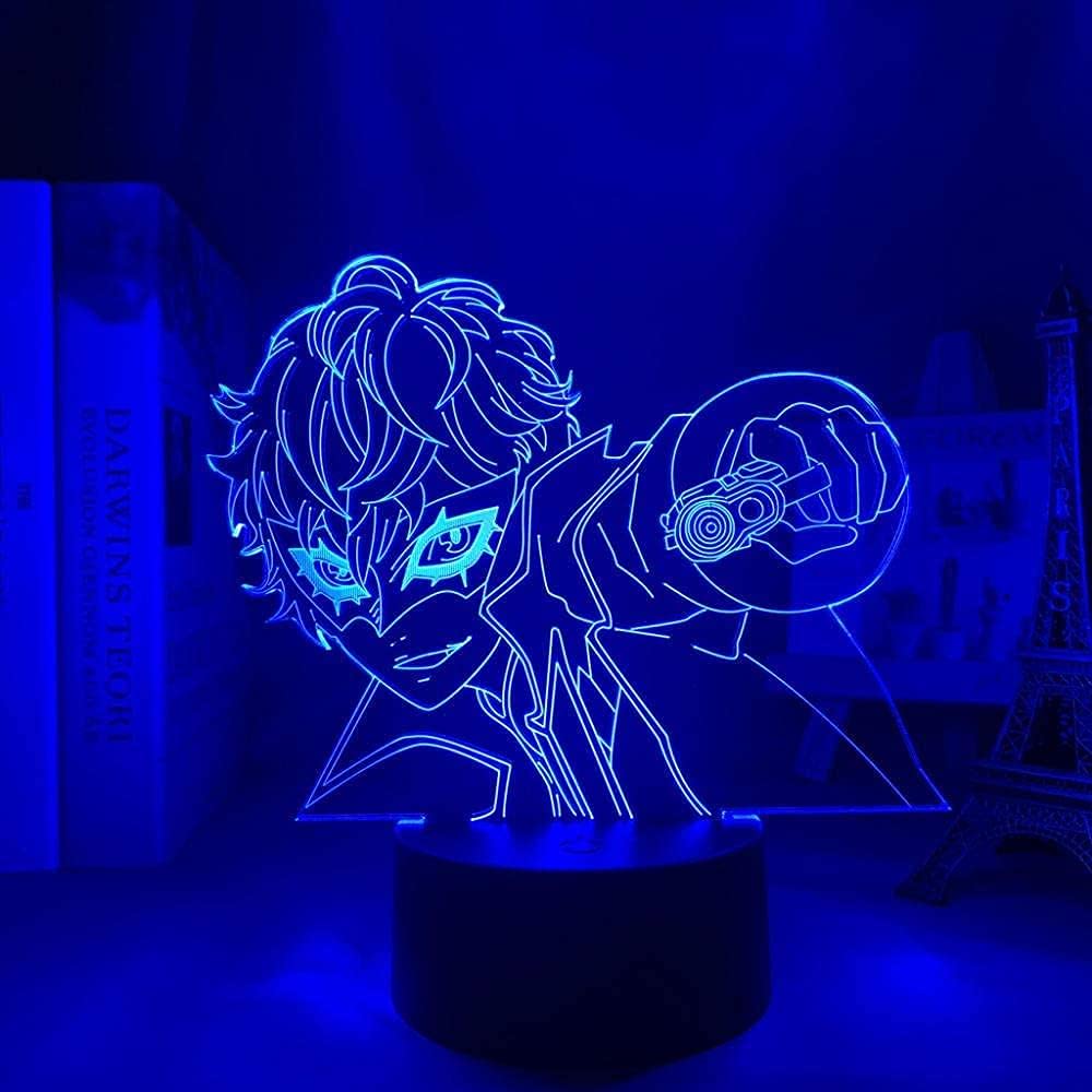 3D Night Light Anime Illusion Led Decor 3D Lamp Anime Persona 5 Joker for Kids Bedroom Decor Night Light Brithday Gift Manga Room Desk 7 Colors