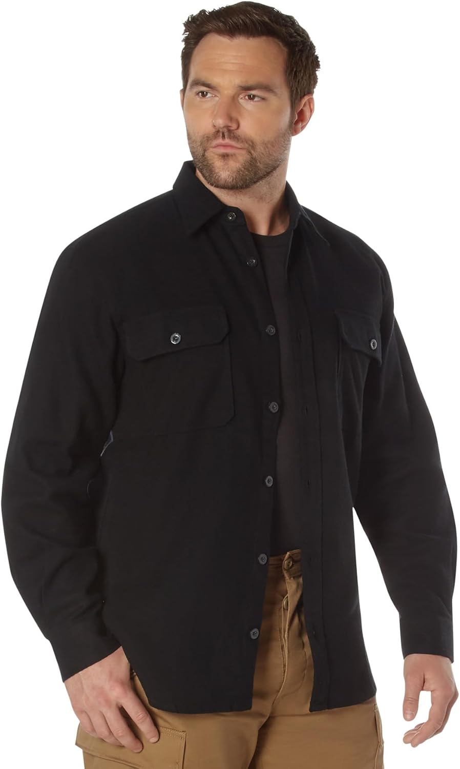 Rothco Heavyweight Solid Flannel Shirt - Rugged Comfortable Warm Outdoor Jacket Shacket - Image 7