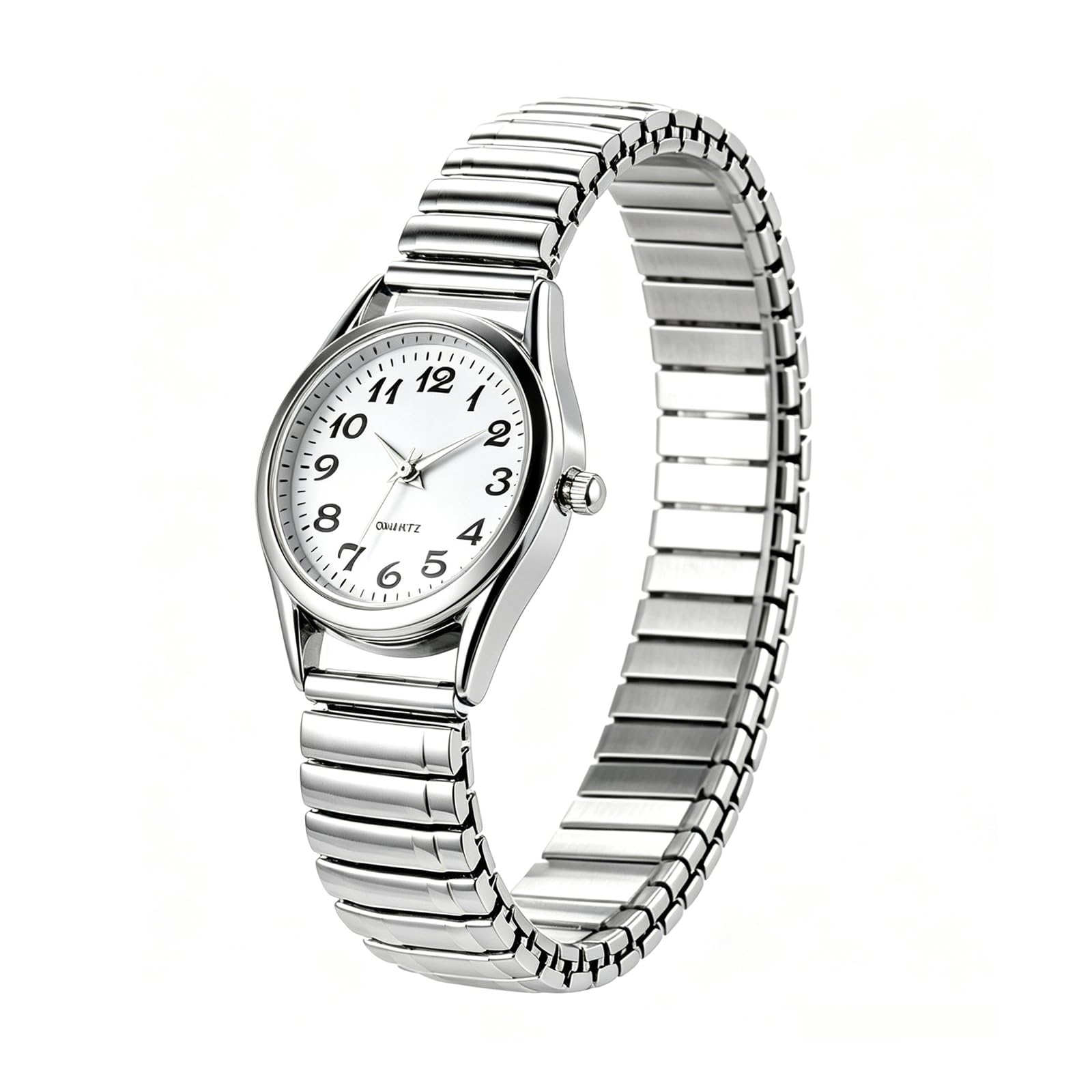 JewelryWe Easy Read Elastic Watch Womens Slip-On Stretch Band Fits 6.5-7.9”