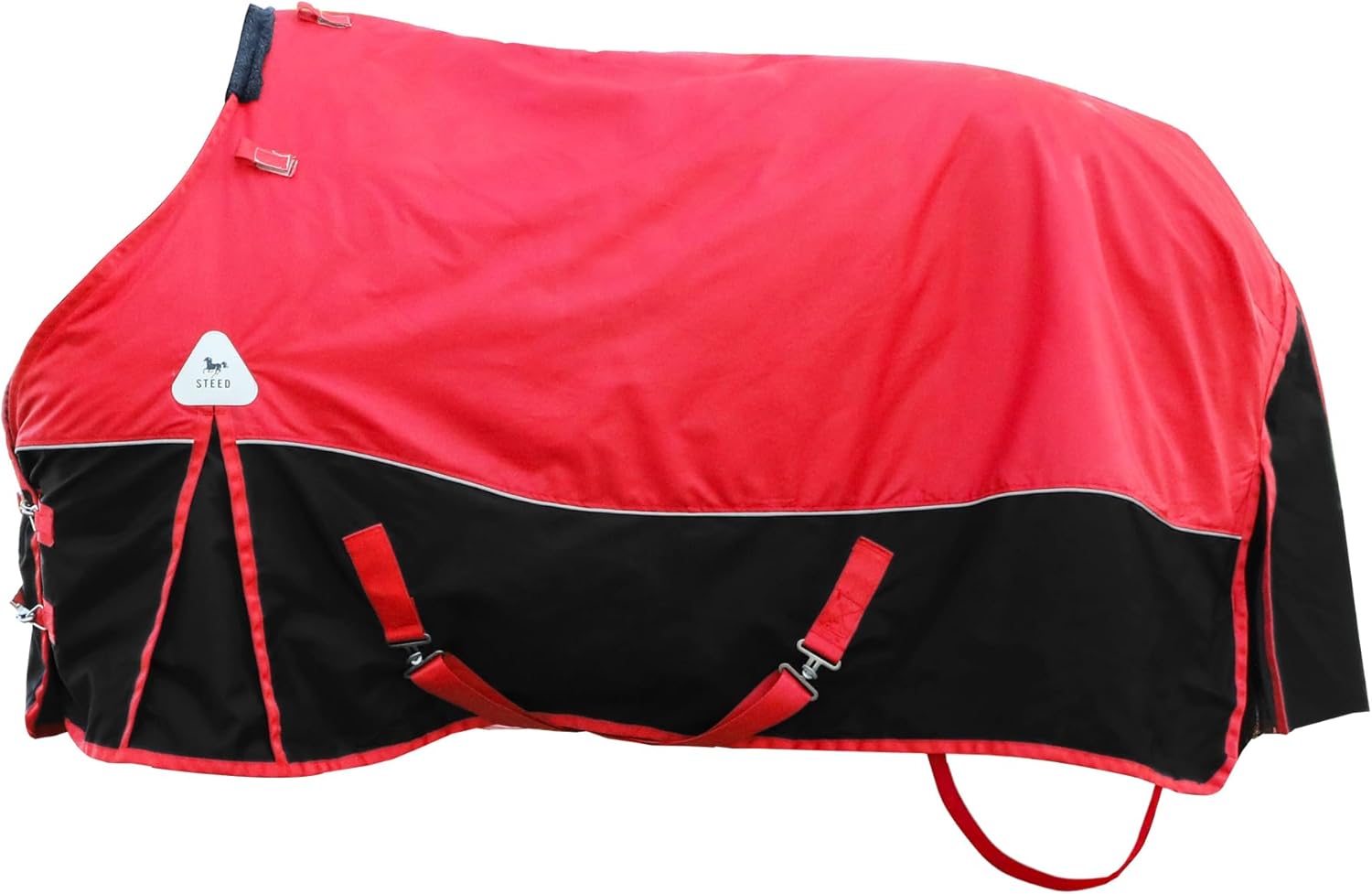 Surcingle Turnout Blankets for Horse,1680D Winter Horse Blanket, 300g / 14oz Warm Filling Liner, Medium Weight Waterproof, Red Horse Blanket for Real Horses,Warm US 81 in(EU 155 cm)