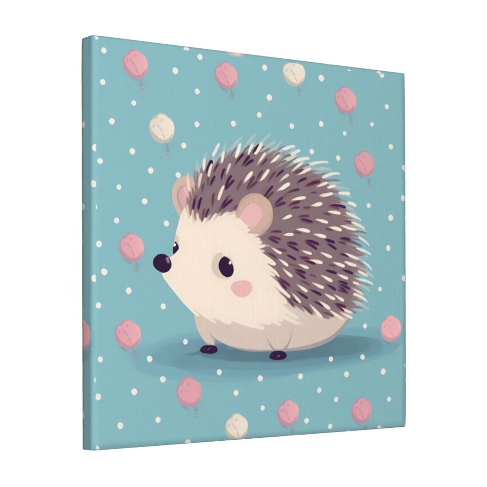 FodPand Hedgehog Polkadot Canvas Wall Art for Living Room Wall Decor 12"x12" Modern Artwork Painting Pictures Hanging Canvas Prints Aesthetic Wall Art for Bedroom Bathroom Office Wallart Decor