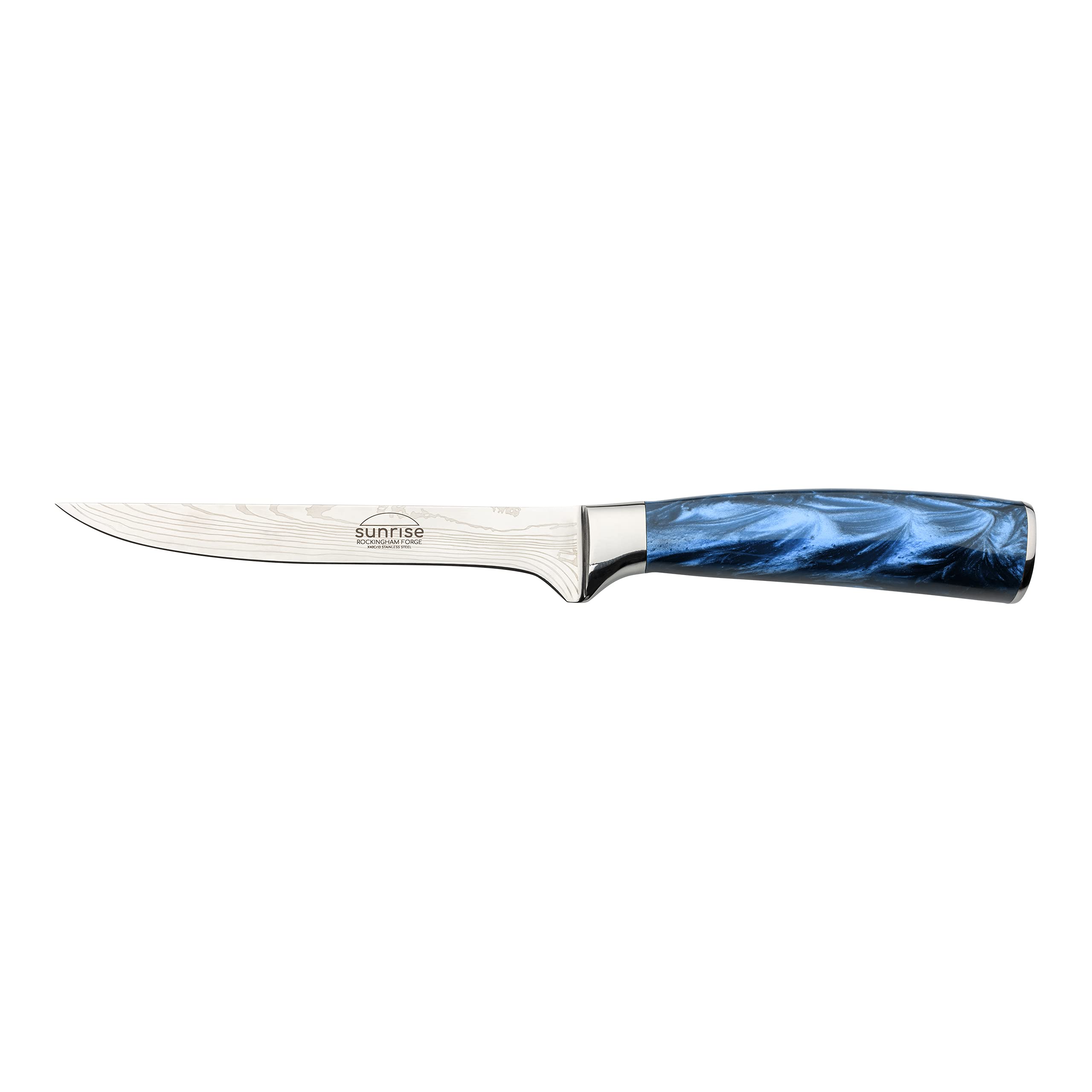 Rockingham Forge Sunrise Collection, 6" Boning Knife, Stainless Steel with Resin Handle, Sapphire Blue