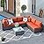 HOOOWOOO Patio Outdoor Sectional Furniture Sofa Set,7 Piece U Shaped Corner Wicker Rattan Couch Set,Rustic 6 Persons Summer Patio Conversation Set for Outside Porch Deck Garden(Orange Red)