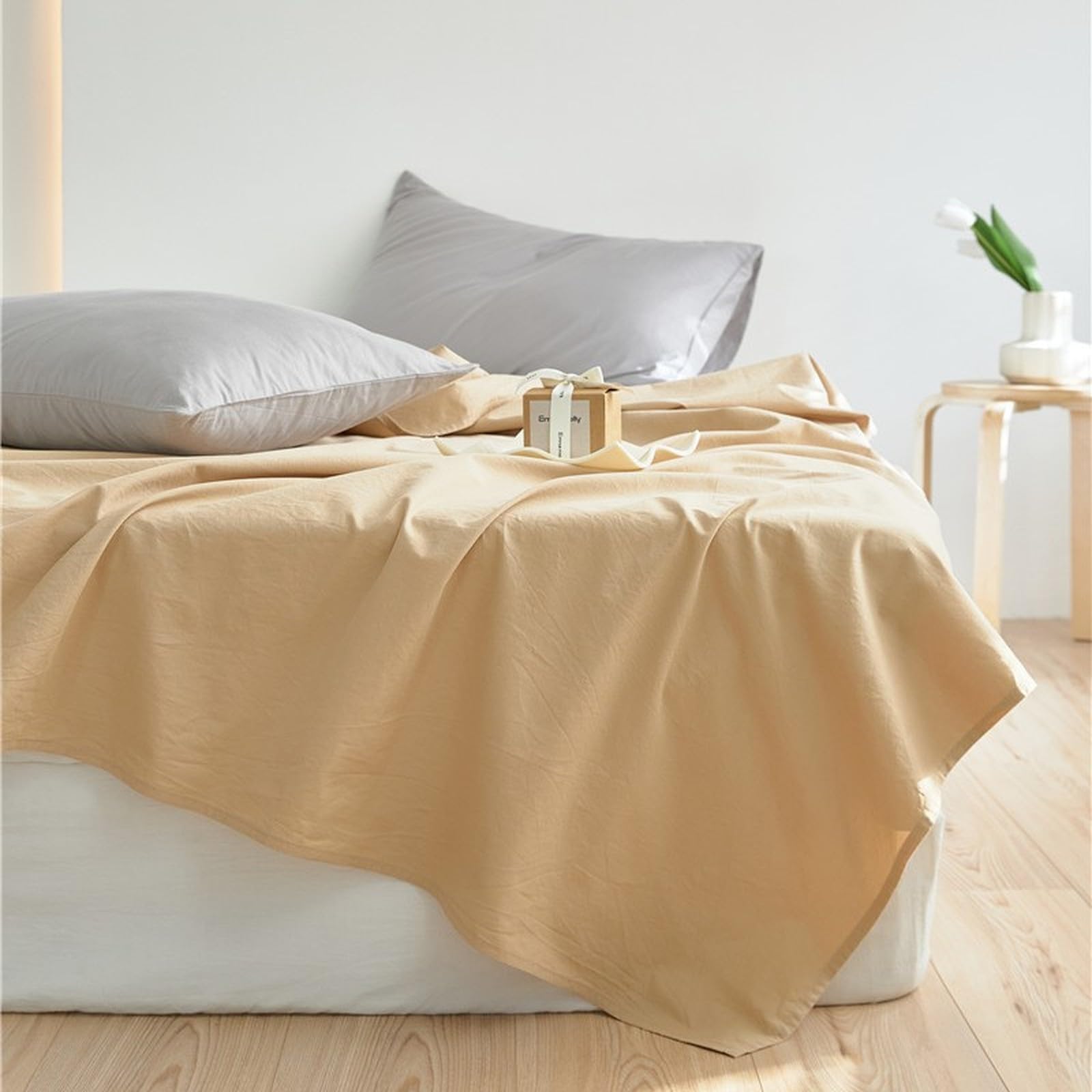 Bettlaken 200 x 230cm Leintuch ohne Gummizug Hellgelb