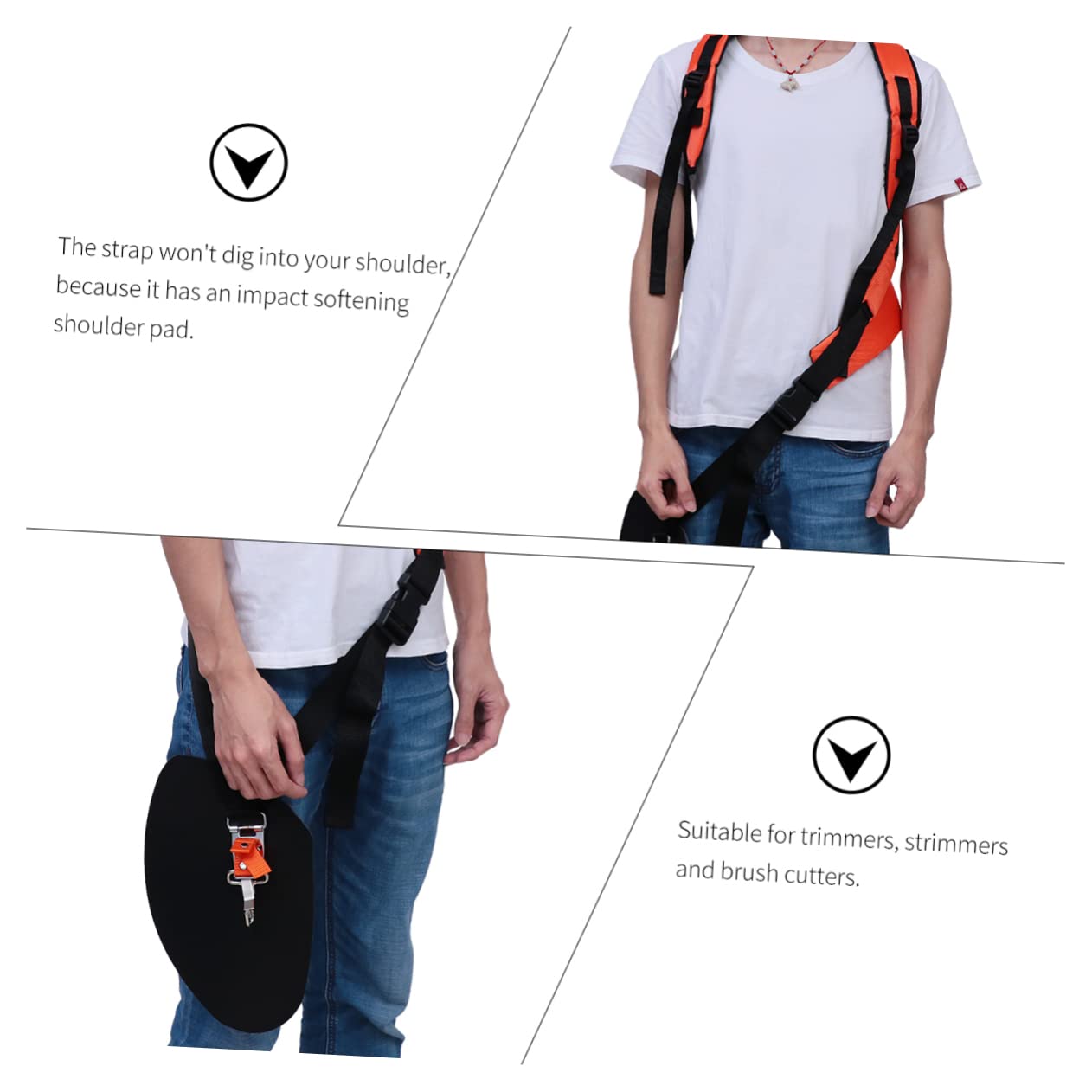 TOYANDONA Arnés Hombro Acolchado para Recortadora y Strimmer | Negro, Tela Oxford, Banda Ajustable en Cintura, Fácil de Poner y Soltar