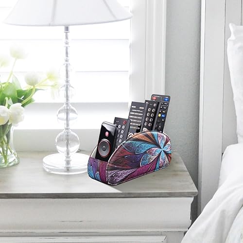 Miniatura 6 de Soporte de control remoto de piel sintética para TV, organizador para mesa, 5 compartimentos, organizador de mesita de noche para accesorios de