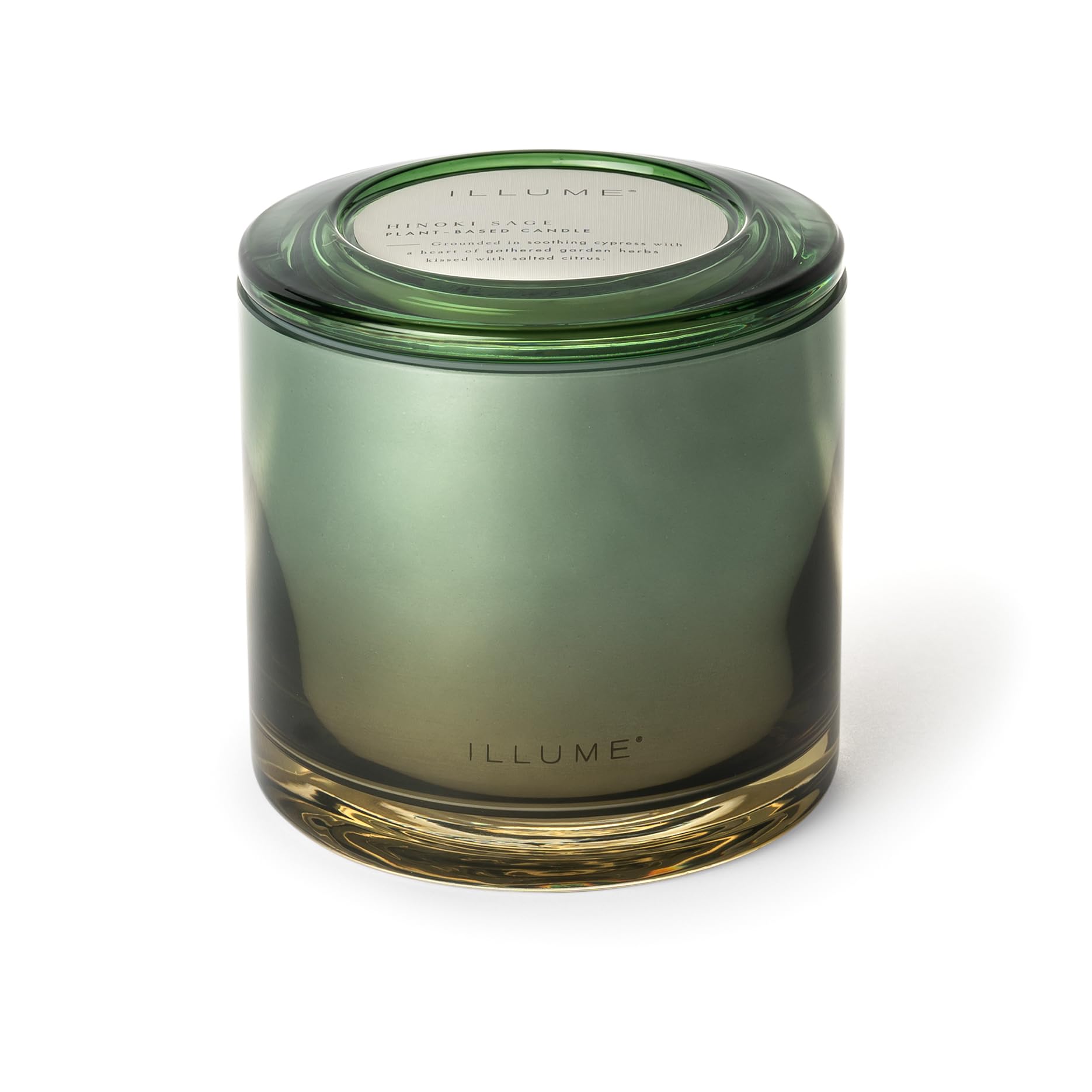 illume beautifully done essentials hinoki sage statement glass scented soy candle