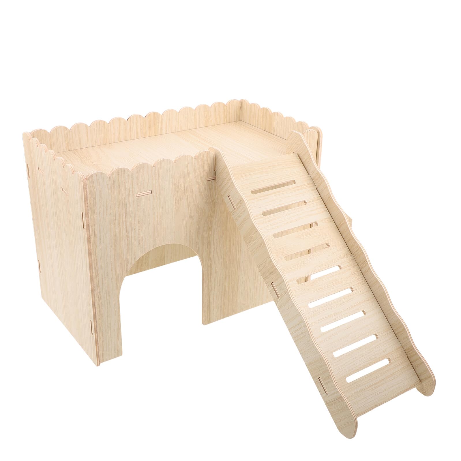 Totority Refugio de Madera para Hámsteres y Cobayas, Casa Multifuncional Soporte para Heno Natural, Tamaño Mediano, Diseño Desmontable y Entrada Baja, Hábitat Seguro para Pequeños Roedores