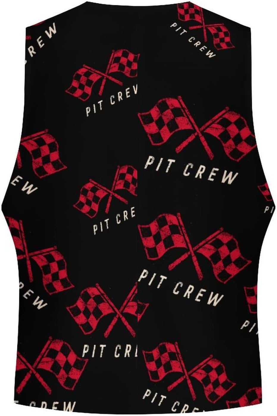 Racing Car Pit Crew Checkered Flag Mens Vest Formal Waistcoat Tuxedo with Pocket Suit Vests for Wedding Party