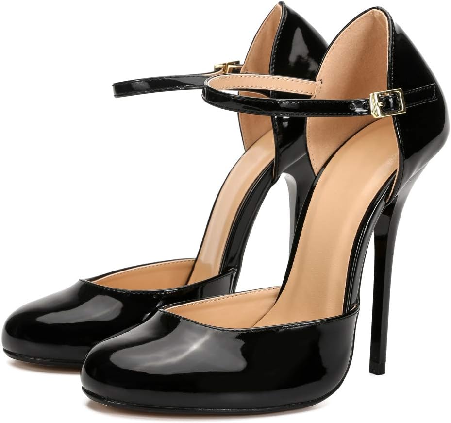 MAIERNISI JESSI Unisex Men's Women's Round Toe Ankle Buckle D-Orsay Stiletto High Heel Pumps - Image 2