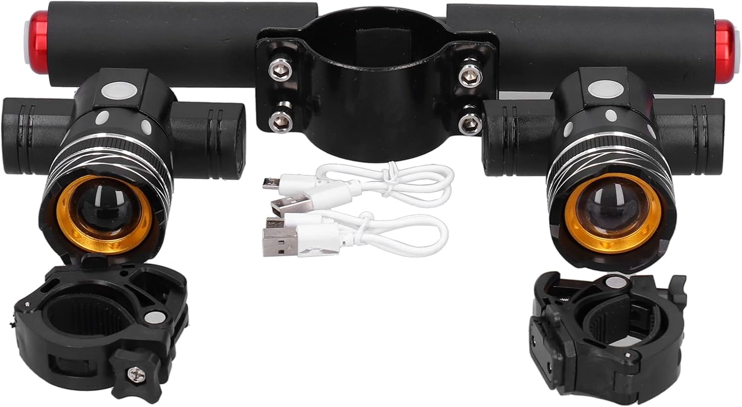 Scooter Handlebar Headlights, USB Rechargeable Bike Lights Electric Scooter Third Gear Bike Light Kit for Scooter Bulb Holder