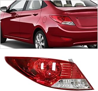 For 2012 2013 2014 Hyundai Accent Sedan Tail Light Halogen Rear Lamp Driver Side Replacement Clear&Red Lens (Left Side)