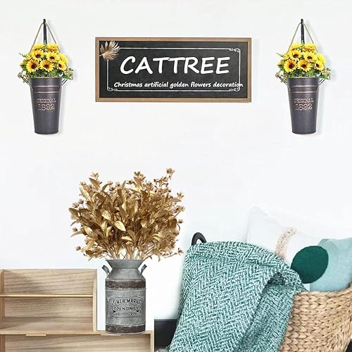 Miniatura 3 de Plantas artificiales doradas para Navidad, hojas doradas, gypsophila de plástico, imitación de gypsophila, flores falsas de aliento de bebé para el