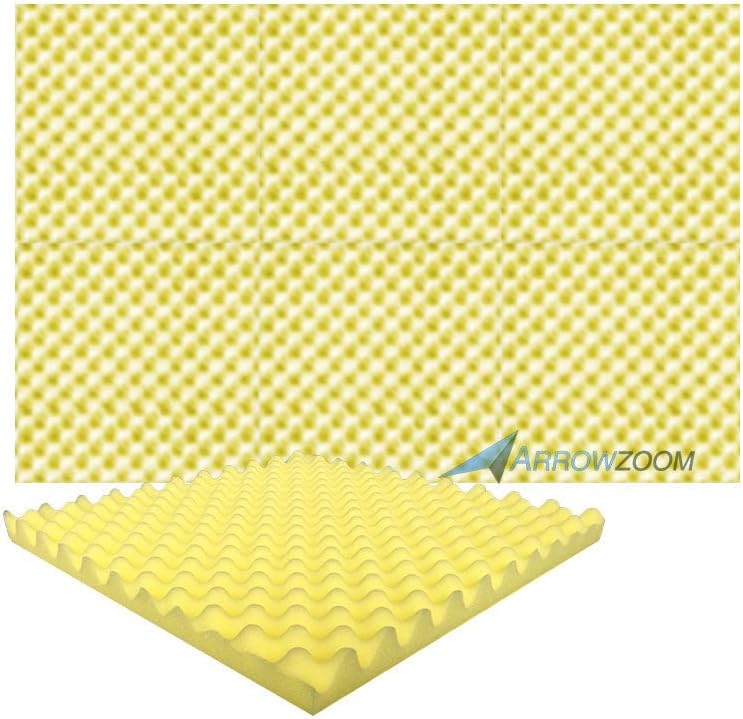Super Dash (6 Pack) of 50 X 50 X 3 cm Yellow Convoluted Egg Crate Acoustic Home Studio Soundproof Treatment Accessories Foam Wall Panel Tiles SD1052 (YELLOW)
