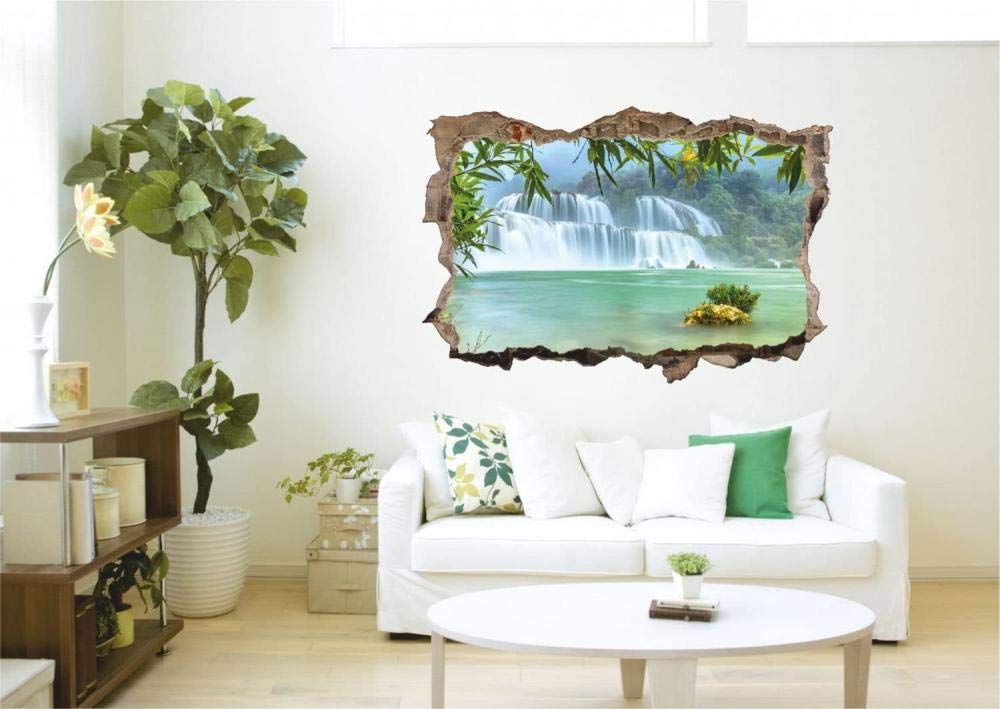 Pegatinas de Pared rotas 3D Naturaleza del paisaje calcomanías murales extraíbles decoración de Sala de Arte de Vinilo para Sala de Estar Dormitorio Cocina 70x110cm