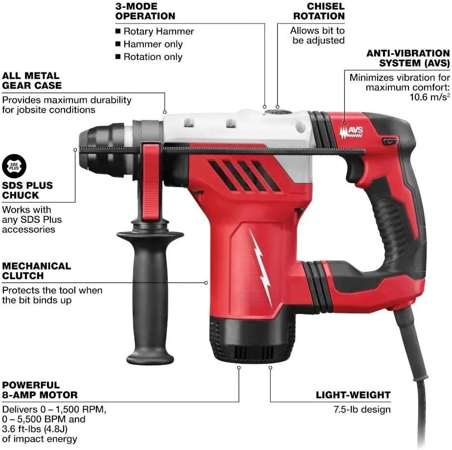 5268-21 Corded Power Rotary Hammer for Milwaukee 120V 1-1/8" Handle Style Rotary Hammer Kit