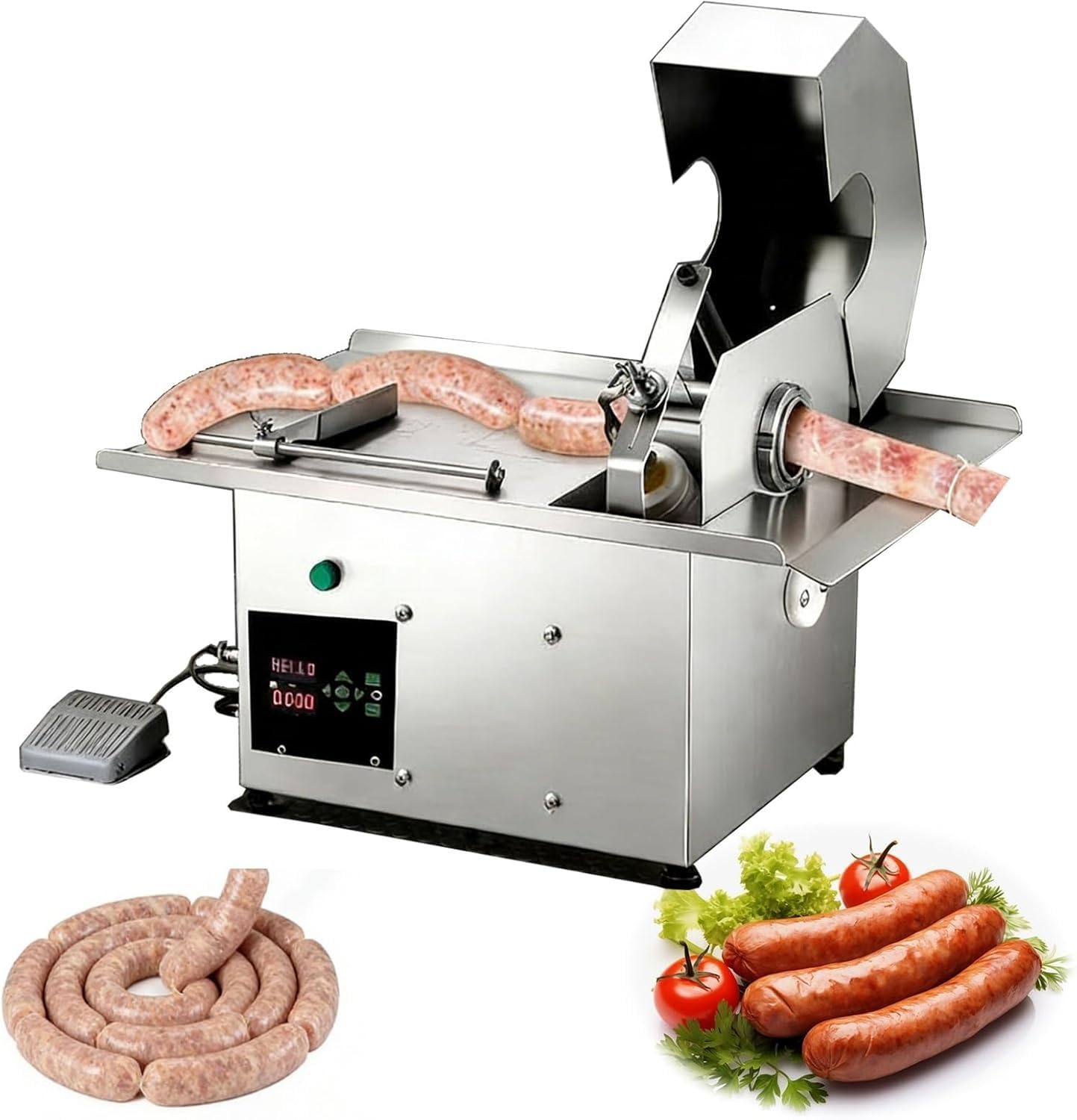 Electric Sausage Knotting Machine Manual/Pedal Linker Machines Adjustable Length Sausages Tying With Thread For Making Sausages(Max Diameter 1.97")
