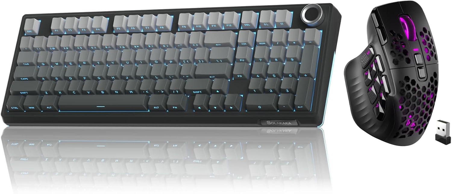 SOLAKAKA KI99 Pro and SM809 Pro,Wireless Keyboard and Mouse Combo for Gaming