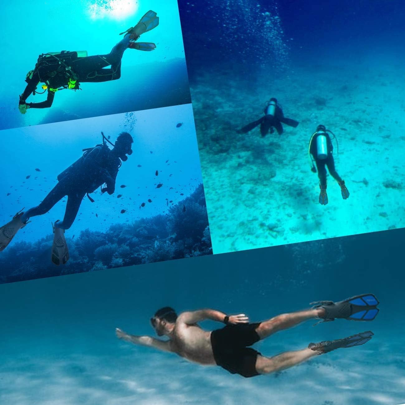 OMGear Swim Fins Snorkel Fins Snorkeling Gear Flippers for Swimming Short Diving Fins Travel Size with Mesh Bag Extra Fin Straps Open Heel Adjustable for Lap Swimming Scuba Dive Adult Men Women Kids : Sports & Outdoors