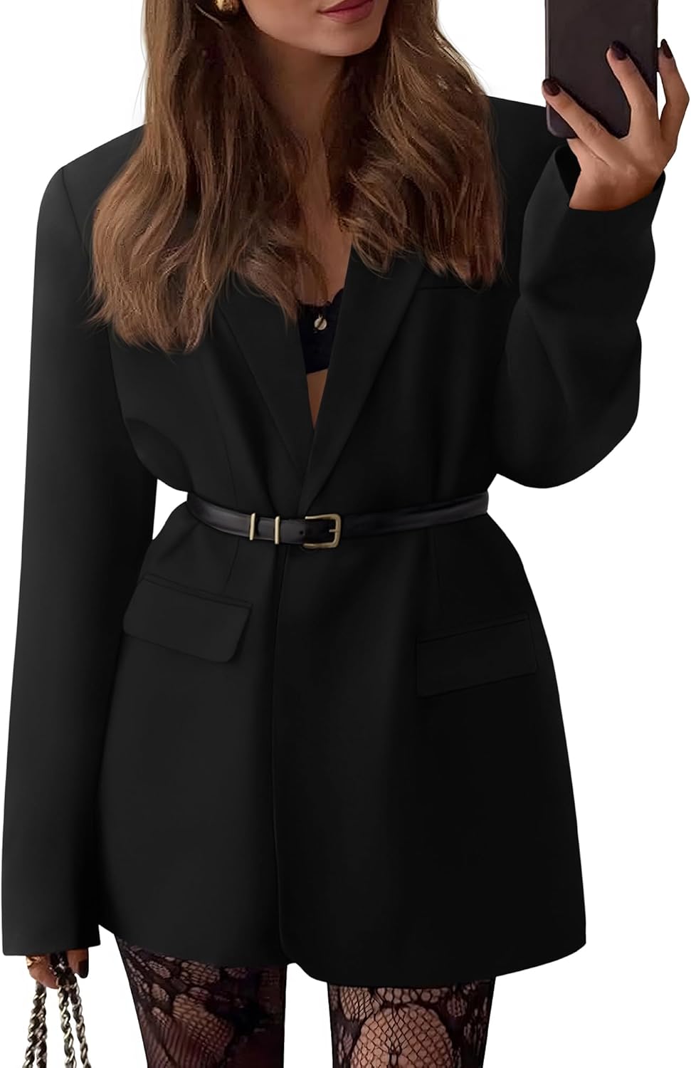 BTFBM Blazers for Women 2025 Fall Business Casual Clothes Open Front Oversized Winter Coats Work Office Suit Jackets