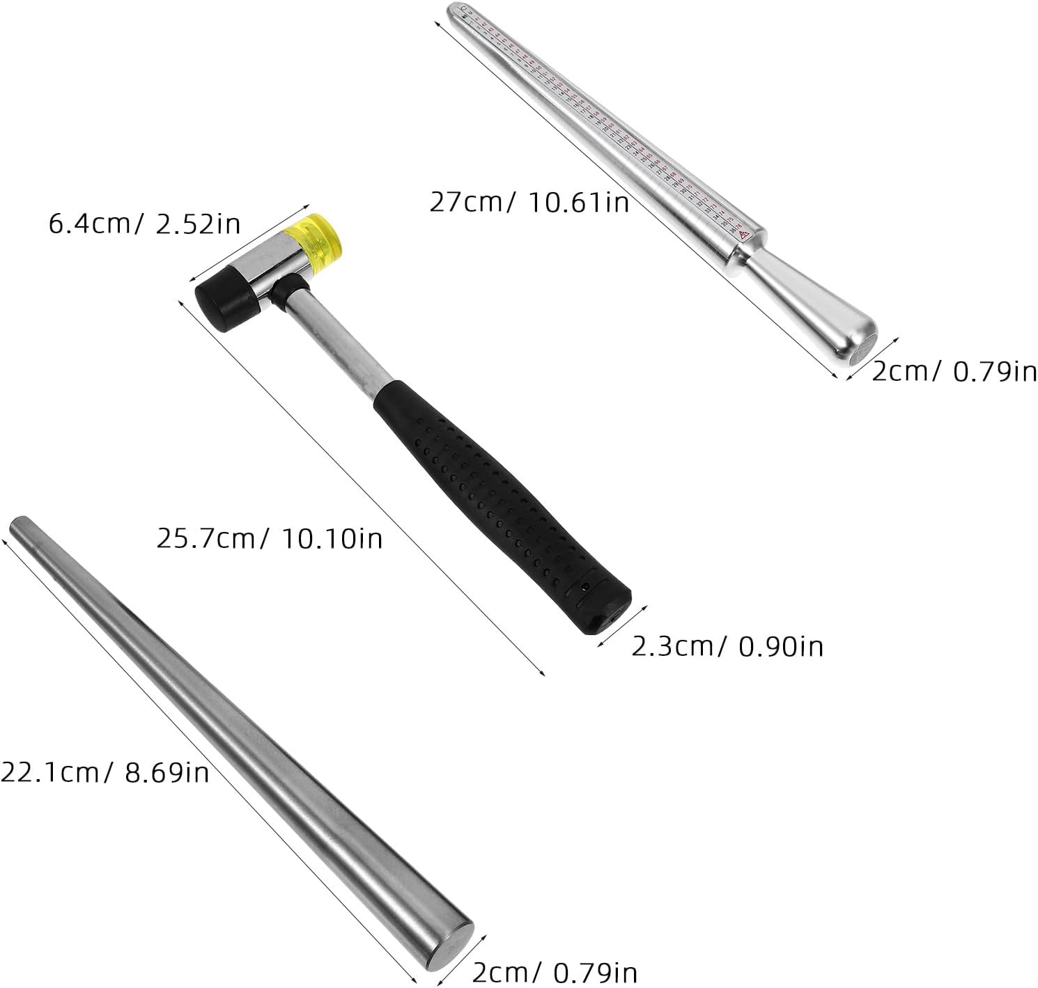 Generic 4pcs Ring Sizer Measuring Kit Jewelry Mandrel Set for Ring Size Measurement Gauges Finger Sizer for Jewelry Makers Making Kit
