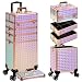 Arous Kosmetikkoffer Trolley, 5-in-1 Groß Kosmetik Trolley Schminkkoffer mit Rollen Friseurkoffer Alu Beauty Case Nagelkoffer Multikoffer, Bunt
