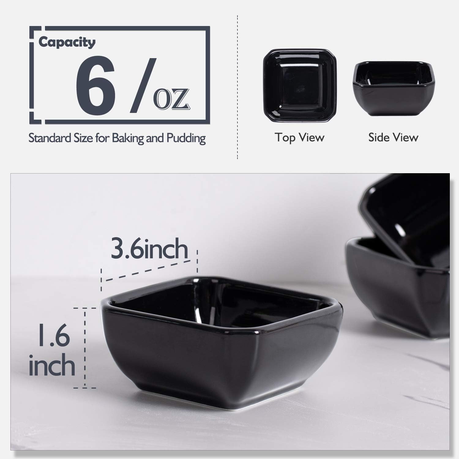 Delling 24 Oz Soup Bowls with Handles, Ceramic Soup Crocks for French Onion Soup/6 oz Ramekins - Ramekins for Creme Brulee