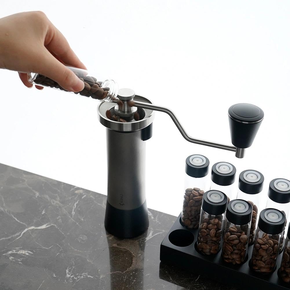 watchget Coffee Bean Container 12PCS Coffee Bean Cellars Tubes Single Dose Coffee Beans Storage with One-Way Exhaust Valve & Black Stand & Silicone Funnel- Organized Storage Solution