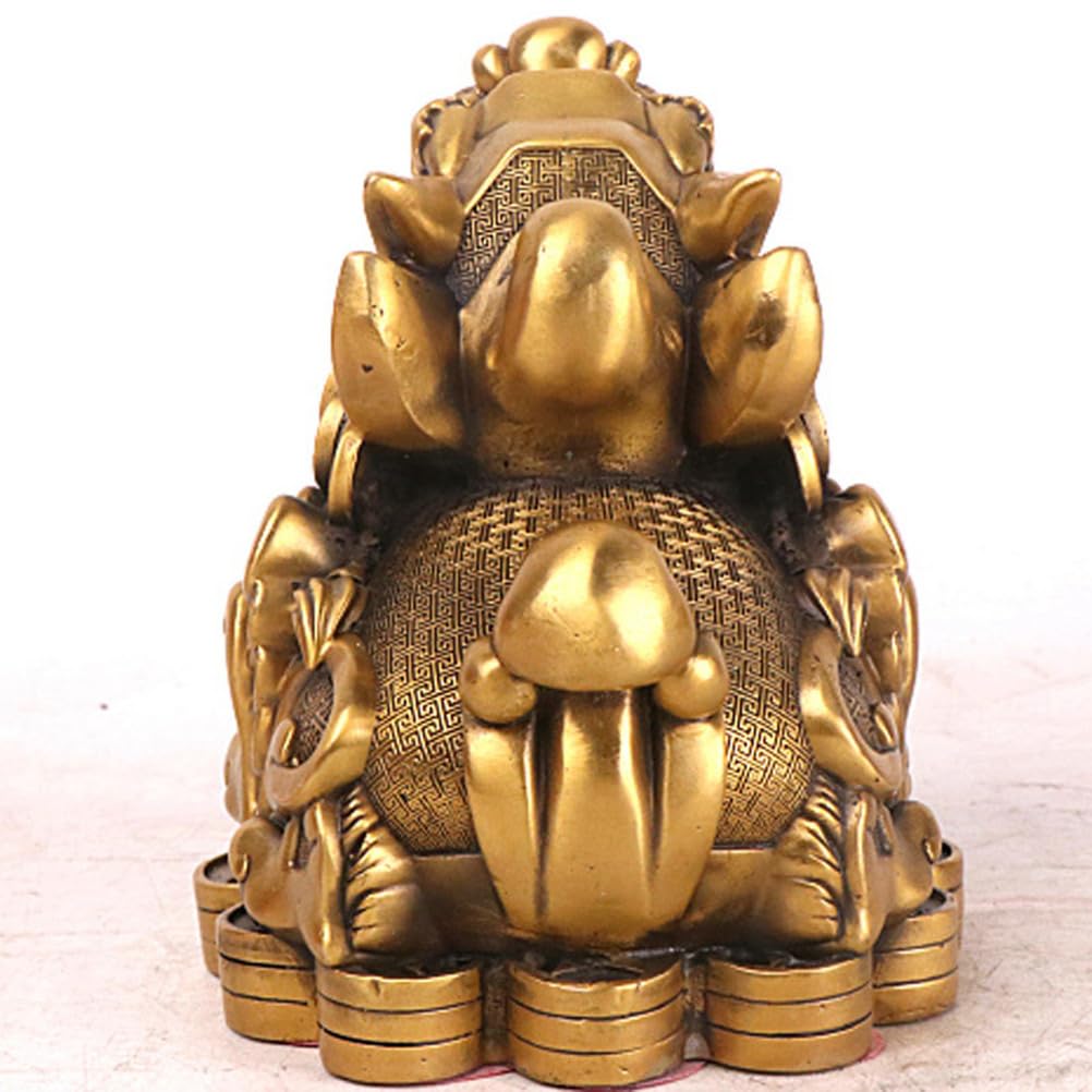 Figurka Feng Shui Pi Xiu (Pi Yao), mosiężna figurka bogactwa do domu lub biura, kompaktowa złota figurka na biurko do kolekcjonowania, przyciągająca pieniądze i szczęście