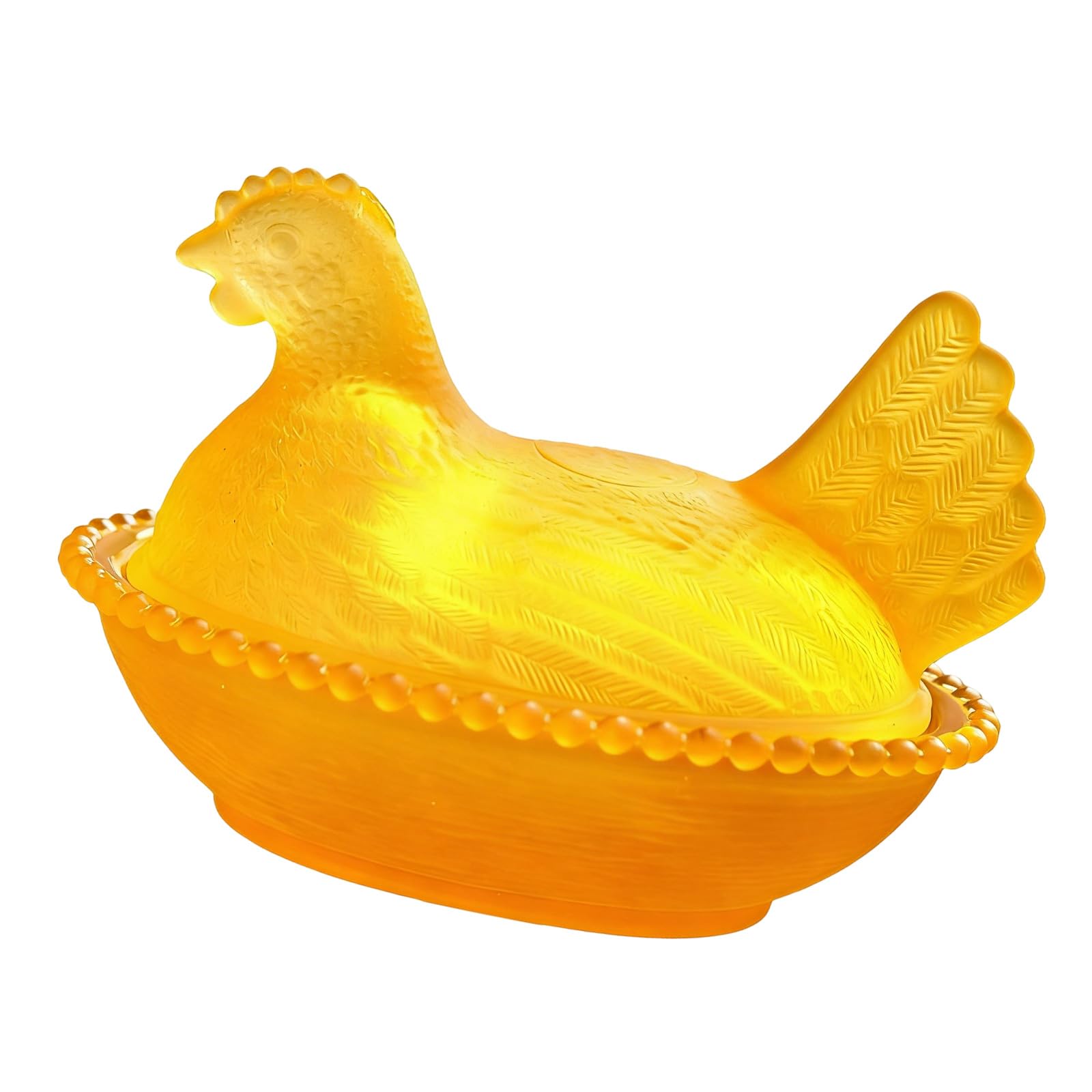 CRFFZ Crystal Glasses Chicken Shape Candy, Retro Bowl with Lid, Dessert Plate Snacks Bowl Ornament for Home Decors Jars with Lid Decorative