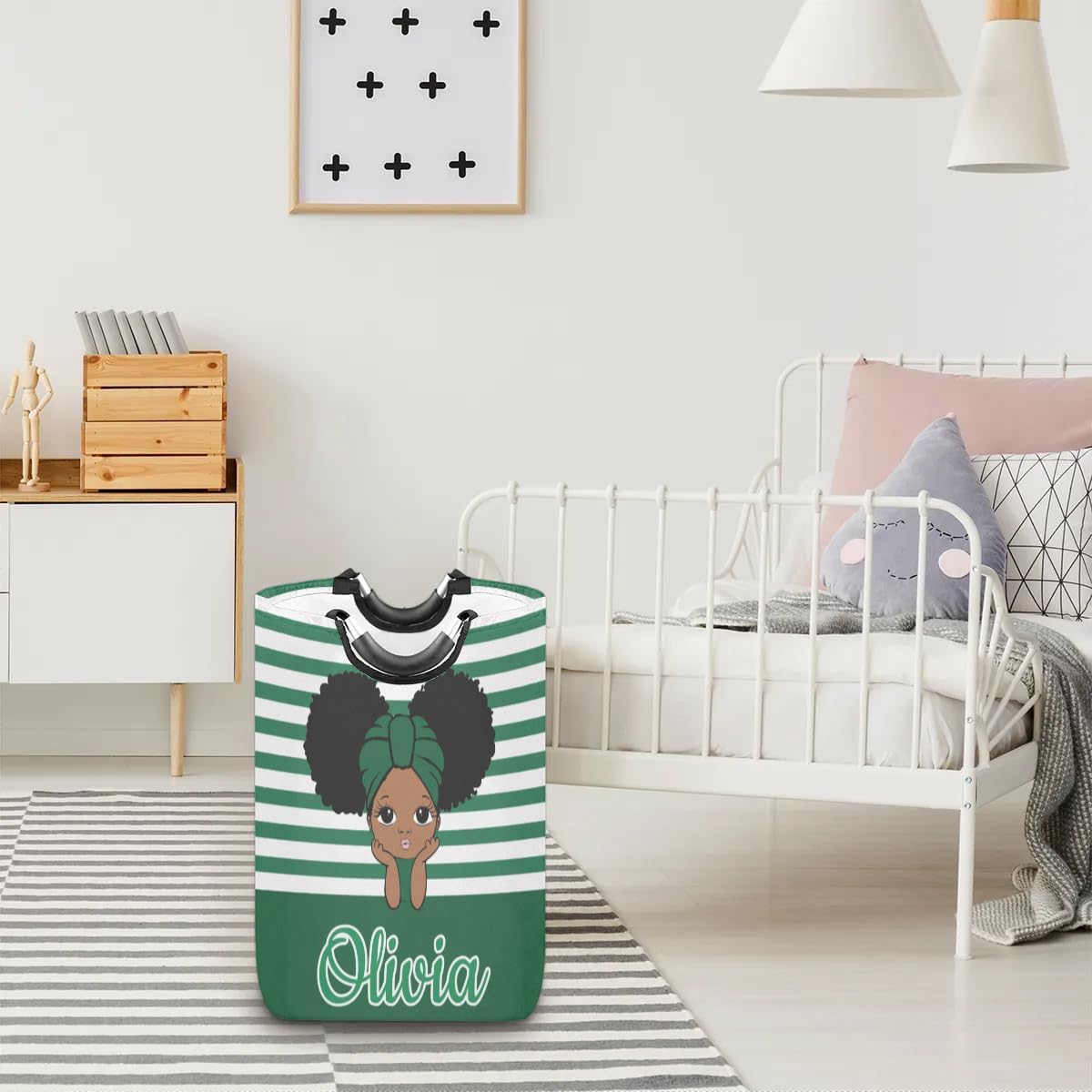 Personalized Laundry Basket with Handles, Custom Laundry Hamper with Name for Bathroom, Dirty Clothes Storage Basket Gifts for Men Women Boys Girls - Princess Girl