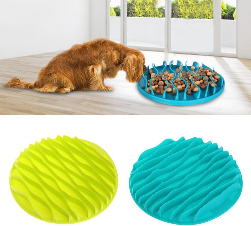 Pet Bowl,NNDA CO Pet Dog Interactive Slow Food Anti Gulp Feed Healthy Anti Slip Dish Feeder New,TPR (L, Blue)