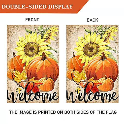 Lhsion Pumpkin Sunflowers Garden Flag 12.5 X 18 Inch Welcome Fall Garden Flag Decorative House Yard Double Sided Flag For Indoor & Outdoor Autumn Thanksgiving Day Decoration #TOP3