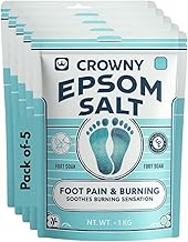 Crowny Epsom Salt for Foot Soak, 1 kg, Pack of 5, Soothes Foot Pain, Burning and Swelling, Pure Magnesium Sulphate
