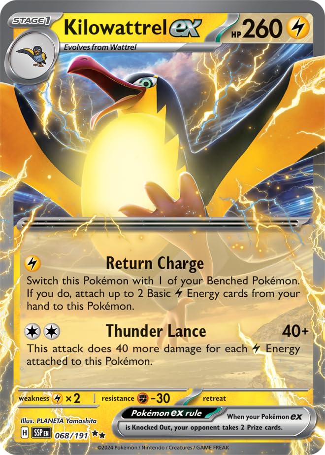 Amazon.com: Pokemon - Kilowattrel ex 068/191- Surging Sparks