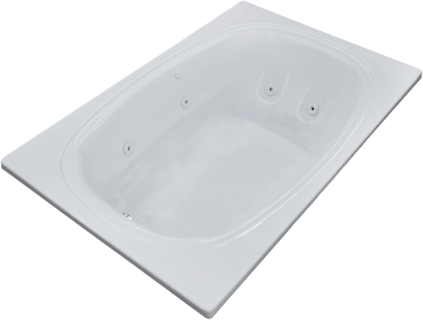 Caravaggio 48 x 78 Rectangular Whirlpool Jetted Drop-In Bathtub with Center Drain - Left Pump