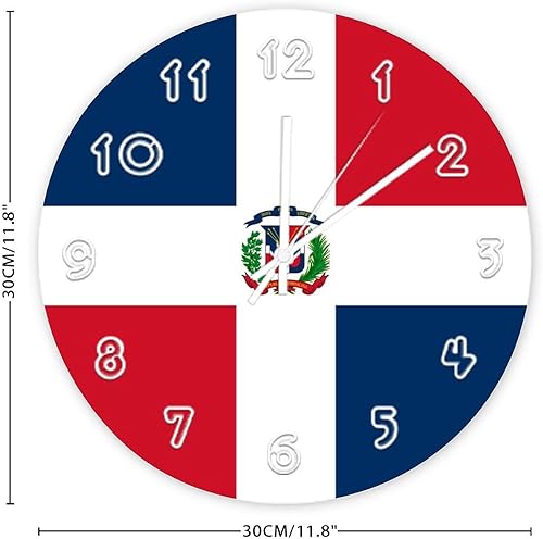 Miniatura 2 de Reloj de pared de República Dominicana Reloj de pared con bandera de República Dominicana para dormitorio, sala de estar, hogar, oficina, escuela