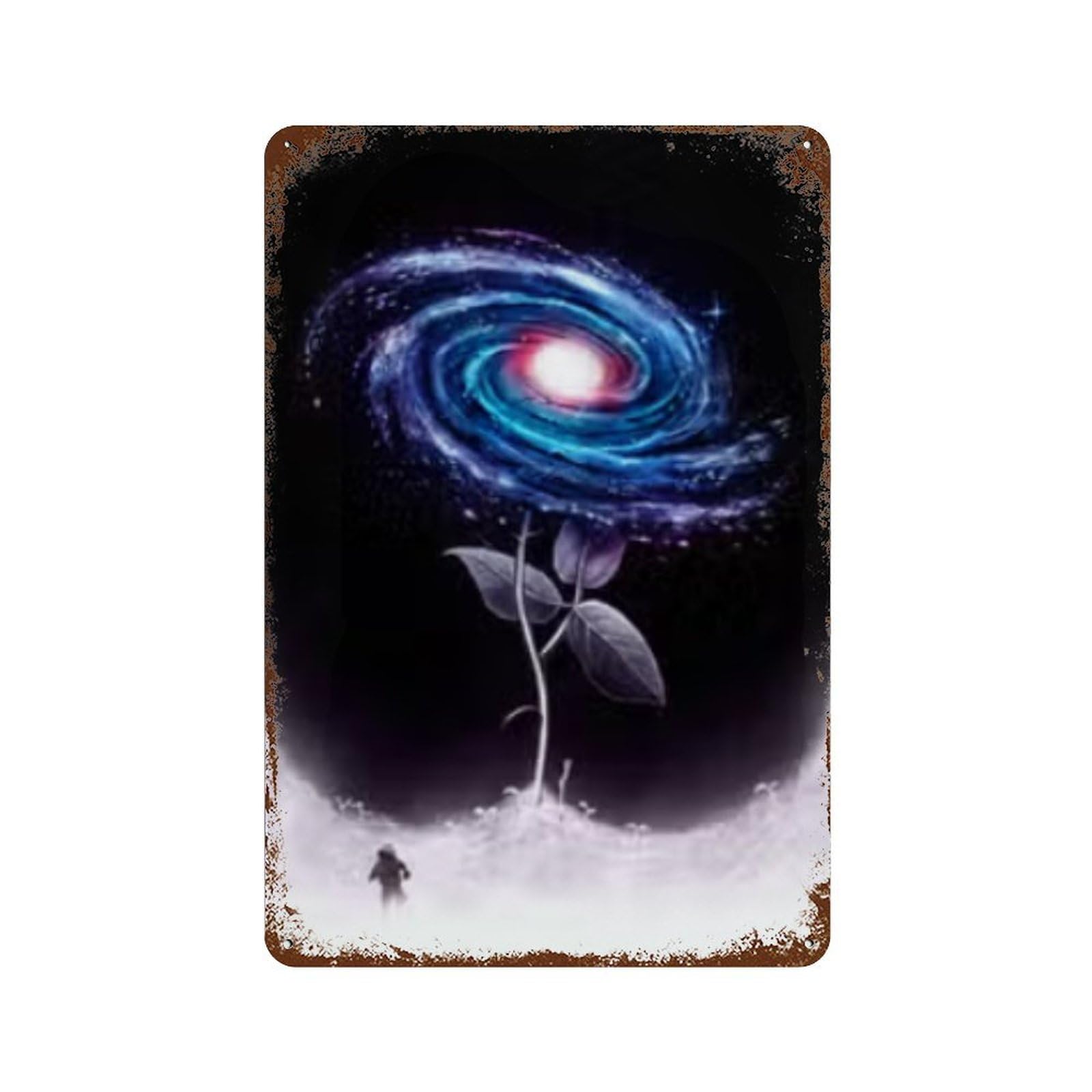 Cosmic Rose in Snow Decorative Tin Sign 11.8"x7.9", Ideal for Cafe, Home Bar And Lounge Decor