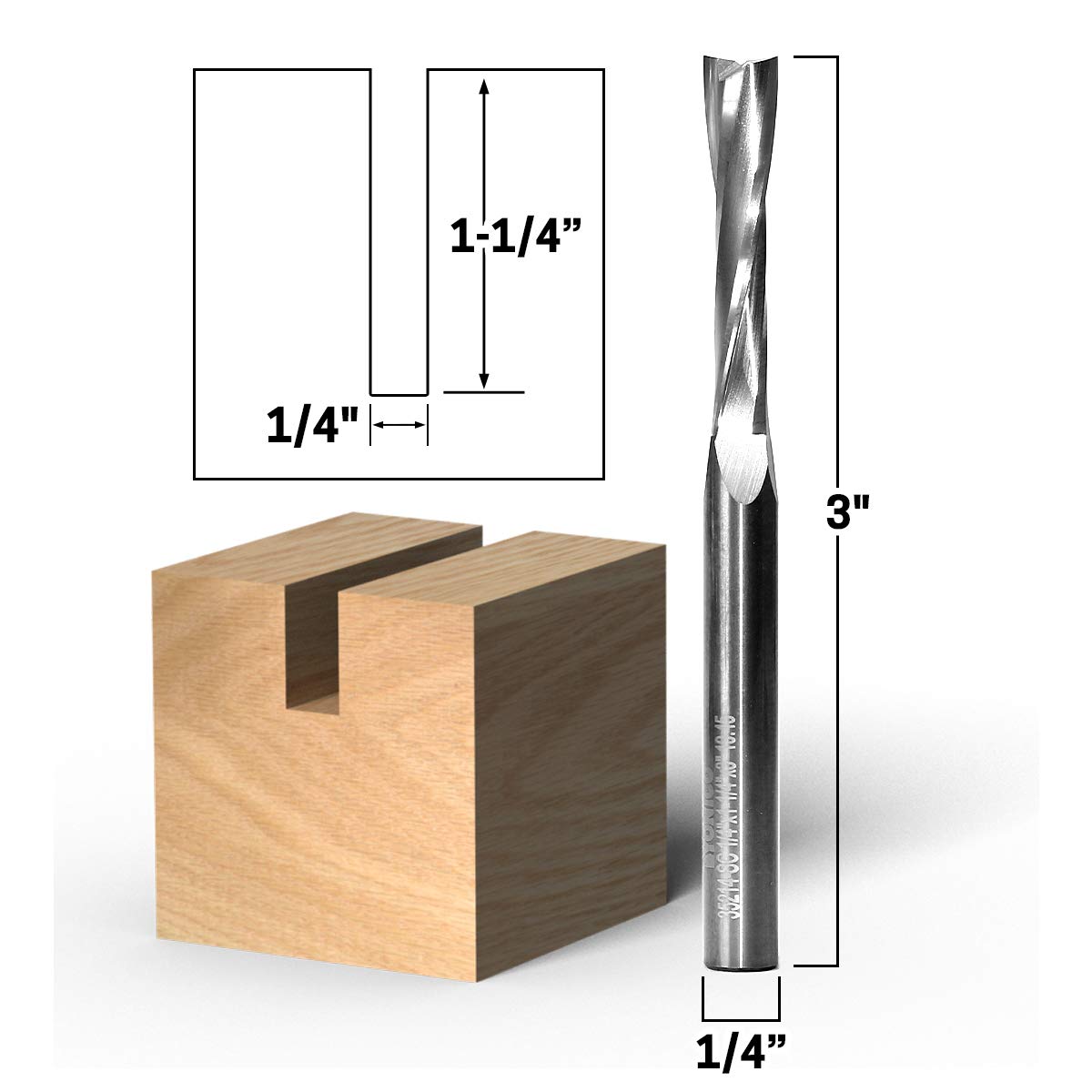 YONICO Upcut Router Bits Spiral 2 Flute Solid Carbide CNC Slow Helix End Mill 1/4-Inch Dia 1/4-Inch Shank 35214-SC