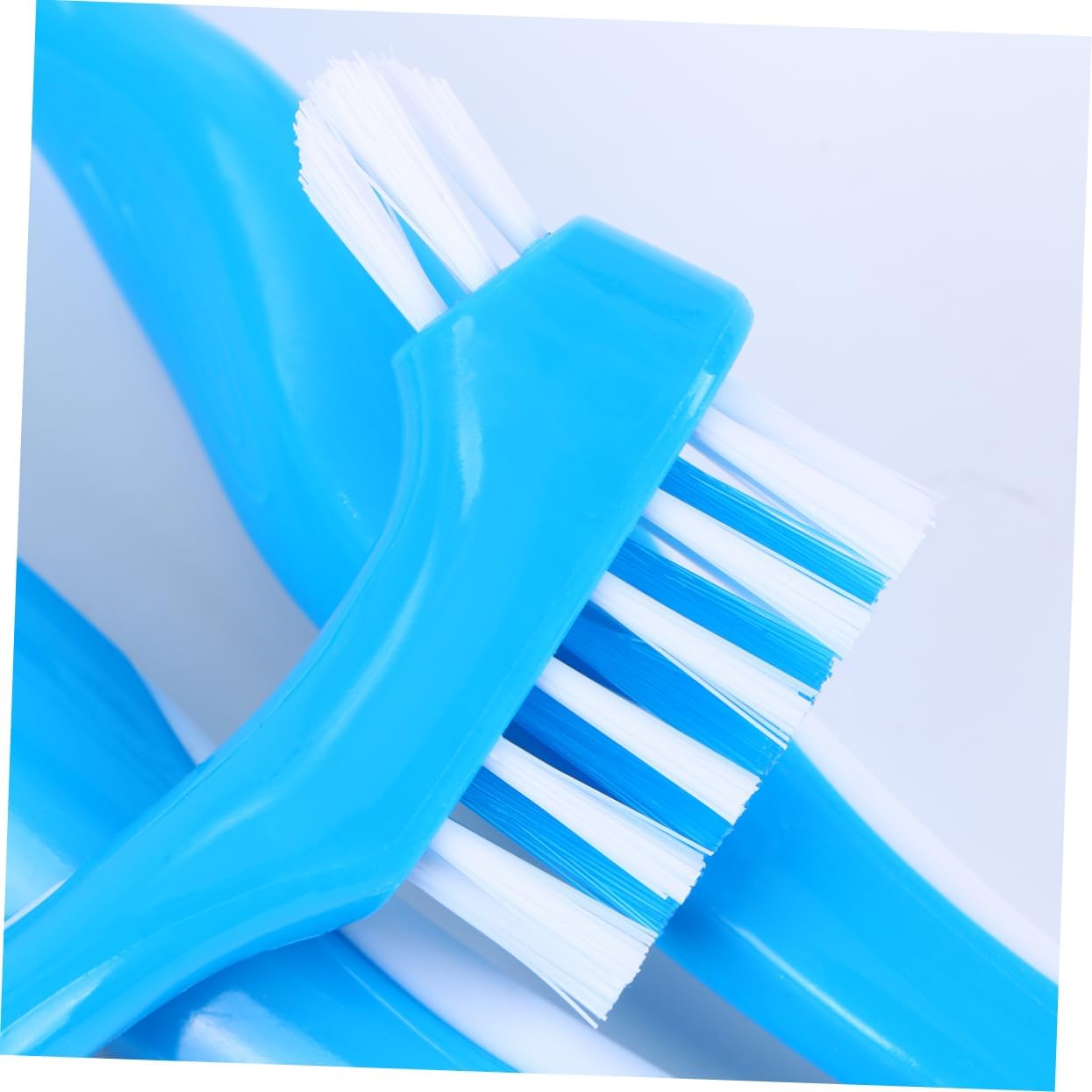 Ipetboom 3pcs Double-Sided Denture Cleaning Brush Set Gentle False Teeth Care Slip Handle Portable Tool for Home Use Blue