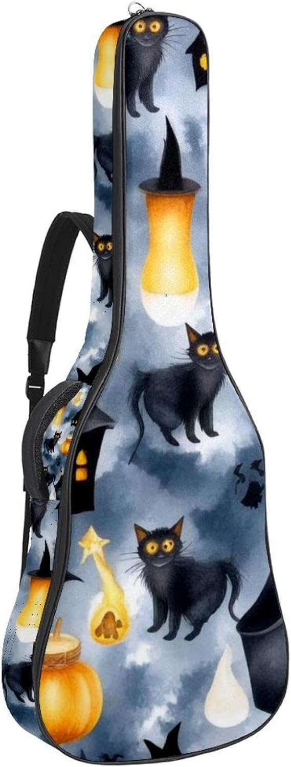 Halloween Patterns Guitar Bag 40 41 42 In 2 Pockets Guitar Case Waterproof Guitar Case Resistent Oxford Cloth 0.4 In Extra Thick Sponge Padded for Acoustic Guitar
