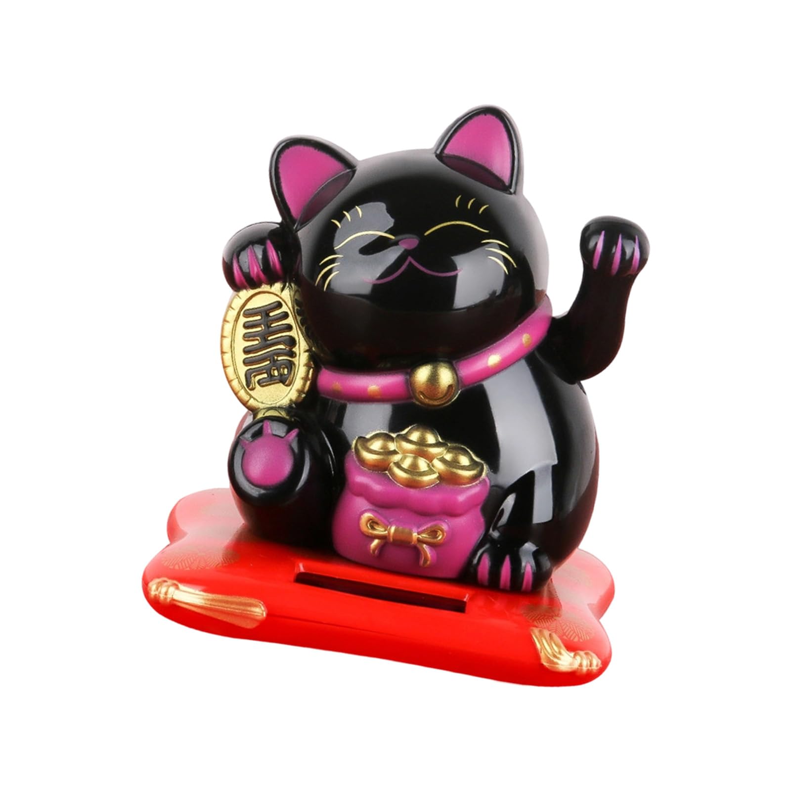 Elnwnnkc Polystyrene Photovoltaic Panel Successful Puss Statue for Car Interior Decoration Automatic Relocating Arms Cultural Symbol Solar Successful Puss Car Decoration